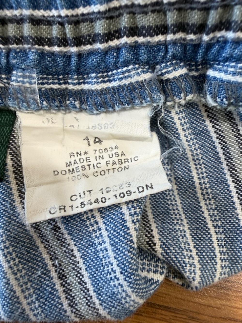 Vintage Orvis 100% Cotton denim stripped elastic waist drawstring pants size 14 - Picture 7 of 8